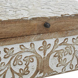 Deco 79 Mango Wood Floral Decorative Box Decorative Keepsake Boxes with Hinged Lid, Set of 3 Storage Boxes 8", 10", 12"W, Brown Deco 79