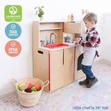 ECR4Kids 4-in-1 Kitchen, Sink, Stove, Oven, Microwave and Storage, Play Kitchen, Natural ECR4Kids
