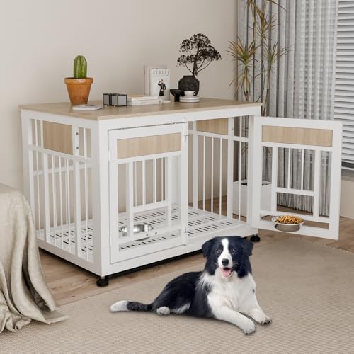 Heavy Duty Dog Crate Furniture for Large Dog, 48 Inch Decorative Pet House End Table, Extra Large Wooden Cage Kennel Furniture Indoor OLYMSOLD
