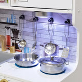 TOUCH US Wooden Play Kitchen Toy Set with Light, Kids Children Pretend Toy Kitchen Playset, Sink with Faucet, Oven, Microwave, Kitchenware Set Accessories for Ages 3-8 Girls Boys touch us