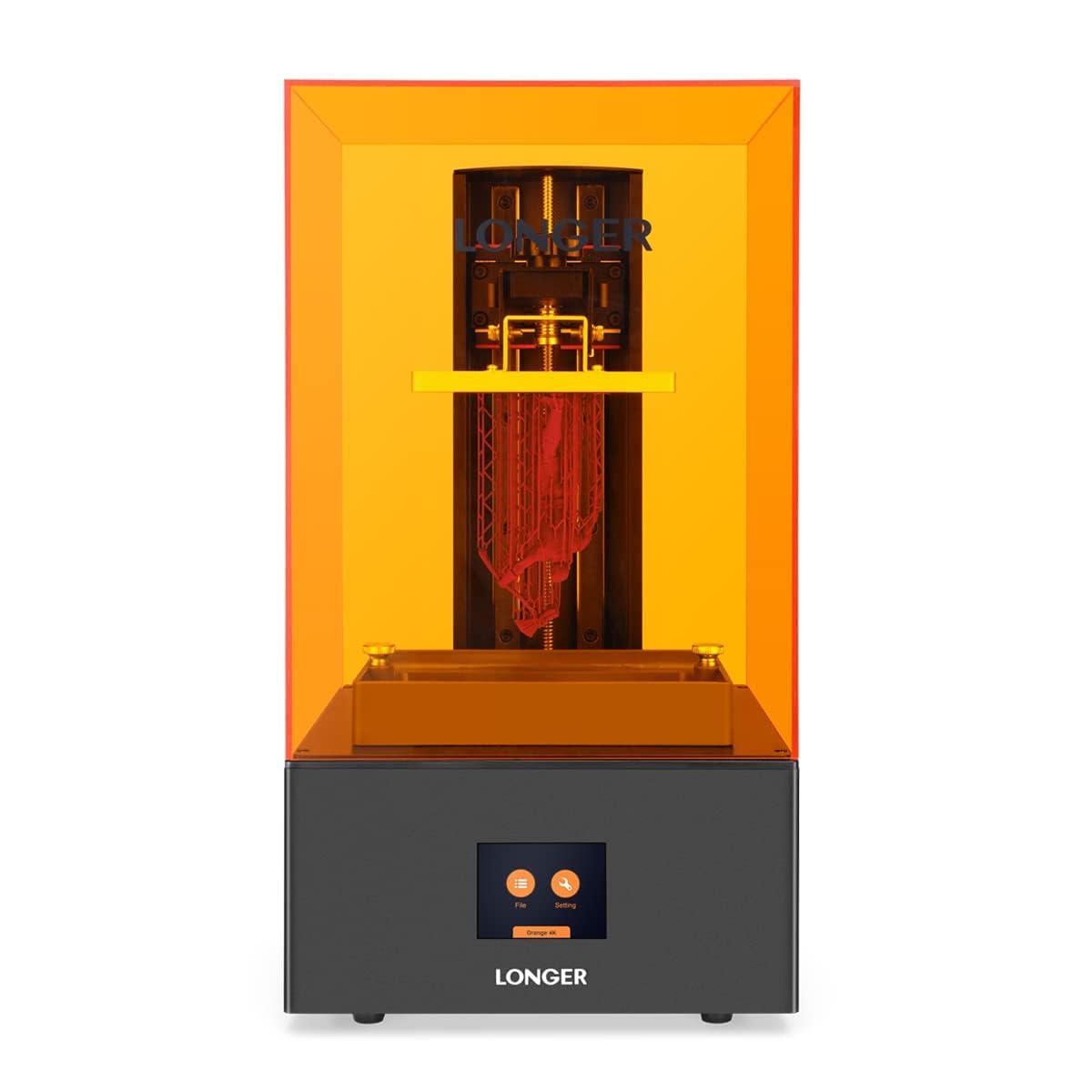 3D Printer Resin 3D Printer Orange 4K 3D Printer Photo Polymerization 3D Printer Monochrome 5.5 Inch 4K Display Parallel LED Lighting Large Print Size 4.72 x 2.68 x 7.48 Inch - WoodArtSupply