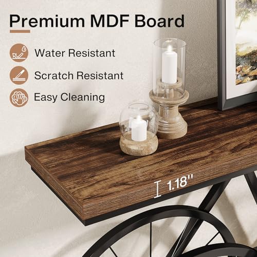 Tribesigns 70.9-Inch Extra Long Console Table, Narrow Sofa Table with Bicycle Metal Base, Modern Industrial Entryway Table Behind Couch Table for Living Room, Hallway, Entrance, Foyer, Rustic Brown Tribesigns