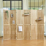 Pegboard Display, 5.6Ft Portable Freestanding Wall Organizer Wooden Room Divider Folding Privacy Screens for Craft Art Display Board (6panels, Natural) Svimi