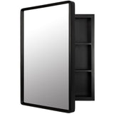 H & A Medicine Cabinet Bathroom Mirror, 24''x16'' Farmhouse Wood Frame Bathroom Medicine Cabinet with Mirror, Vanity Mirrors Recess or Surface Mounted Installation (Black) H & A