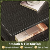 Huuger Night Stand Set of 2, Nightstand with 2 Drawers, Bed Side Table with Open Shelf, Wooden Top, End Table, Fabric Drawer, for Bedroom, Black Huuger