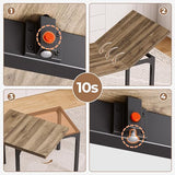 IRONCK 5-Piece Dining Table Set for 4, Extendable Kitchen Table Chairs Set of 4, Dining Room Table with 4 Upholstered Chairs, Folding for Small Space, Apartment, Walnut IRONCK