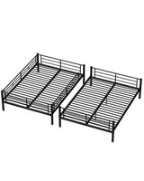 Miscoos Full Over Full Metal Bunk Bed for Kids, Convertible into 2 Separate Full Beds, Heavy Duty Bunk Bed Frame with High Guardrail and Built-in Ladder, No Box Spring Needed, Noise Free, Black Miscoos