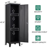 iCHENGGD Metal Cabinet, 47" H Home Office Storage Lockers, Vertical Steel Storage Cabinet with Locking Door and 2 Adjustable Shelves, Small Metal Locker Cabinets (1 Door, Black) iCHENGGD