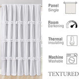 Homechoice Decor Room Divider Curtains, Boho Ruched Blackout Window Treatments with 3 Rows of Butterfly Flowers, Rustic Rod Pocket Sliding Door Curtains, 100" W x 84" L, White (LQ-30) Homechoice Decor