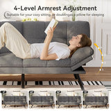 Vipbear Convertible Futon Sofa Bed,Grey Linen Futon Couch with Detachable Cushion,Adjustable Backrest & Armrest,Modern Small Recliner Loveseat Sleeper Couch for Living Room,Office,Apartment Vipbear