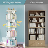 4-Tier Rotating Bookshelf Organizer by EasyCom - Space-Saving Floor Standing Bookcase in White EasyCom