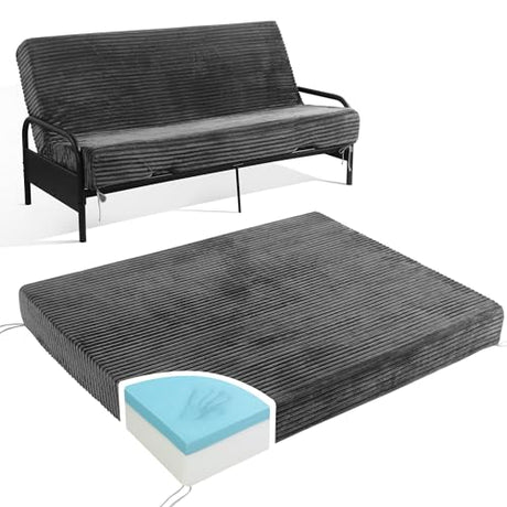HOMBYS 8 Inch Memory Foam Futon Mattress Full Size, Thick Foldable Futons Sofa Couch Bed Floor Mattress Fits Most Daybed and Futon Frames, 75" x 54"(Frame Not Included, Grey) HOMBYS
