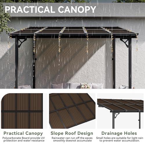 Aoxun 8' x 10' Gazebo for Patio, Gazebo Pergola with Sloped Roof, Large Wall-Mounted Heavy Duty Awnings, for Backyard, Deck, Patio - WoodArtSupply