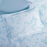 Geniospin Light Blue Full Comforter Set for Girls- 7 Pieces Bowknot Jacquard Bed in A Bag Full Bedding Sets with Sheets, Pillowcases & Shams, All Season Kids Comforter Set Geniospin