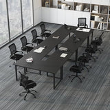 Bonzy Home 18FT Conference Table Set of 6, Modern Large Meeting Table Office Desks for 22 Person, Long Rectangle Table with Sturdy Metal Frame, 213" D x 64" W x 30" H, Black Bonzy Home