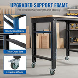 Garage Rolling Workbench - 35"X20" Adjustable Height Work Bench with Lockable Wheels | 2000Lbs Heavy Duty Rubber Wood Top Work Table Tool Bench for Workshop, Garage, Office, Home Nanberone