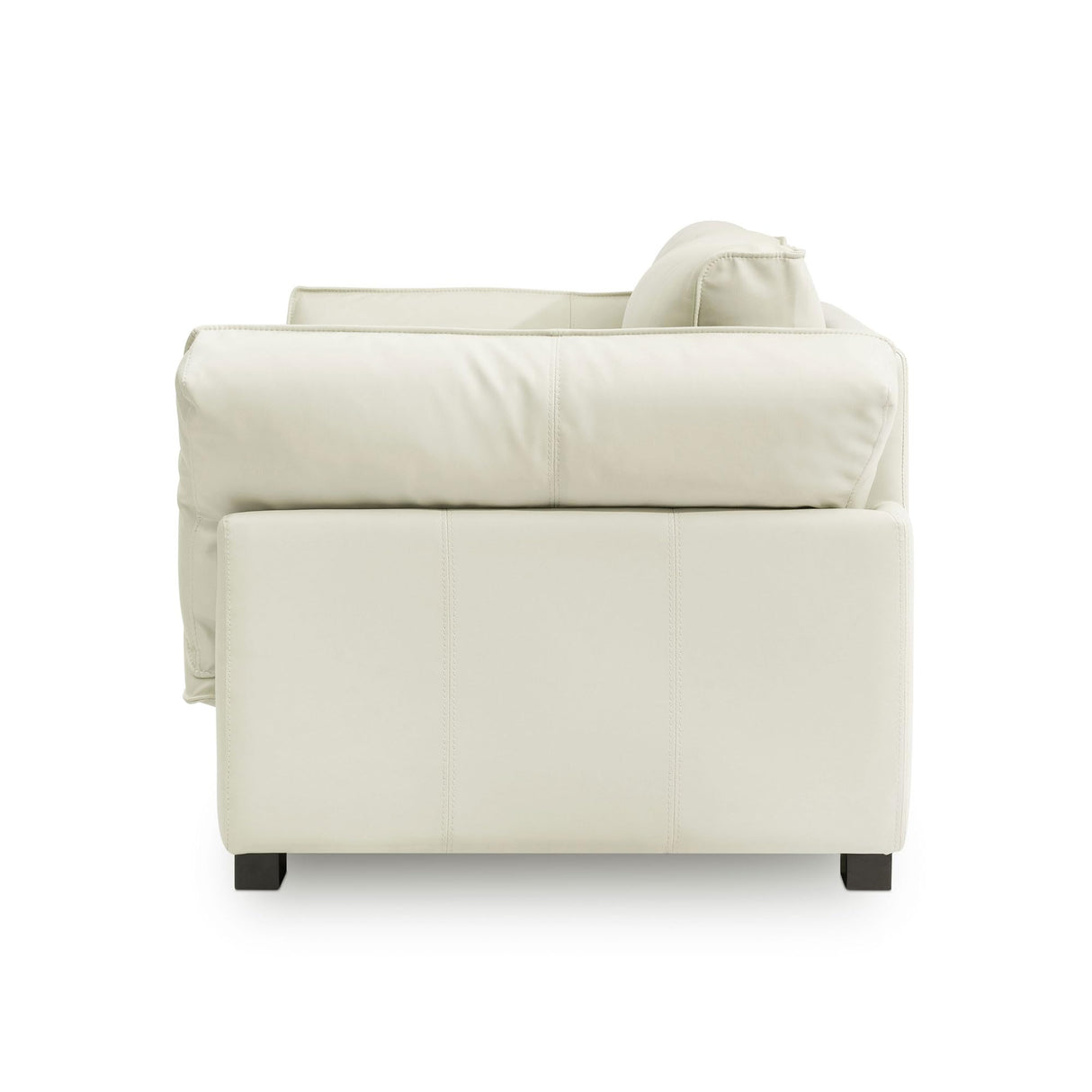 86.61-Inch Leather Sofa Couch, DREMODERN Mid-Century Modern Genuine Leather Couch with Extra Deep Seats for Living Room Apartment Office - Beige DREAMODERN