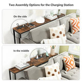 MAHANCRIS 63" Console Table with Power Outlet, Narrow Sofa Table, Industrial Entryway Table with USB Ports, Behind Couch for Entryway, Hallway, Foyer, Living Room, Bedroom, Rustic Brown CTHR16E01Z MAHANCRIS