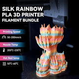 JAYO 3D Printer Filament Bundle, PLA Silk Filament Bundle Multicolor, Shiny Silk PLA Filament 1.75mm, Fast Color Change Rainbow, 250g Spool, 8 Rolls, 2kg in Total