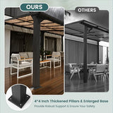 Pamapic 10 * 14FT Wall Mounted Gazebo,4*4 Inch Thickened Pillars & Enlarged Base,Outdoor Hardtop Lean to Pergola,UV Resistant Polycarbonate Roof,Aluminum Frame Pergola,Outdoor Patio Awnings for Lawn Pamapic