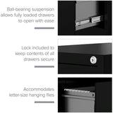 Pemberly Row 4 Drawers 52" Vertical Black Metal Filing Cabinet Lockable Pre-Assembled Stationary Letter Size for Home, Office Pemberly Row