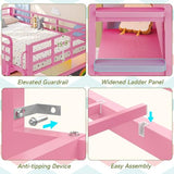 Dnxao Low Twin Loft Bed with Desk,9 Storage Drawers,Kids Loft Bed with 15.8" H Safety Guardrail,Twin Bed Frames for Kids with LED Lights and Charging Station,Under-Bed Play Space,Pink Dnxao