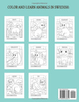 Learn Swedish - 70 Animals in Swedish Coloring Book (Picture Dictionary): Color and Learn Names of Animals in Swedish (with English Translation) Majosta