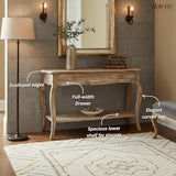 Austerity Rustic Console Table, 42 Inch with Curved Legs, Scalloped Edges, and Lower Shelf in Driftwood Finish - Natural and White Textured Antique Look Home Décor by Alaterre Furniture Alaterre Furniture