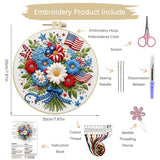 LQCrafK DIY American Independence Day Pattern Creative Design Beginner-Friendly Round Decorative Painting Hand Embroidery Kit Art Present-Bouquet