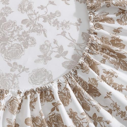 Betsey Johnson - Twin XL Bed Sheets, Soft & Lightweight Bedding, Fade & Wrinkle Resistant, Dorm Essentials (Garden Toile Brown) Betsey Johnson