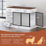 47.2" Dog Crate Furniture with Storage Drawers & Hidden Bowl, Wooden Indoor Kennel with Shelf & 2 Doors, Pet Cage for Small/Medium Dogs LotaTools
