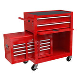 WTRAVEL High Capacity Rolling Tool Chest with 8-Drawer Tool Box on Wheels Multifunctional Tool Cart Mechanic Tool Storage Cabinet for Garage, Warehouse, Workshop, Repair Shop (Red) WTRAVEL