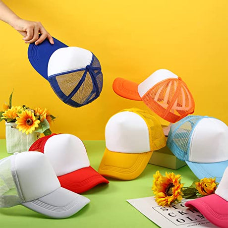 Hercicy 40 Pack Sublimation Blank Trucker Hat Bulk Baseball Cap Adjustable Mesh Unisex Polyester Hat Heat Transfer(Multicolor) Hercicy