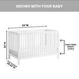 Oxford Baby Essentials Island Full Size 4-in-1 Convertible Baby Crib with Round Spindles, White Oxford Baby