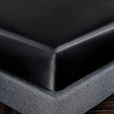 Homiest Black Satin Fitted Sheet Full Size Deep Pocket Luxury & Ultra Soft Bedding Single Bottom Bed Sheets Sold Separately Homiest