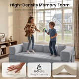 CUBENTE 78.8" Convertible Futon Sofa Bed,Corduroy Futon Couch with Storage Pocket,Folding Pull Out Sofa,No Assembly Boneless Couch for Living Room,Grey CUBENTE