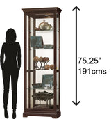 Howard Miller Heeger Curio Cabinet II - Adjustable Display Levelers, Metal Shelf Clips - Espresso Finish Cabinets for Decorative Items, Trophies Home Decor, Living Room Or Dining Area Howard Miller