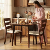 Tangkula Compact Dining Table Set for 2, Wooden Round Kitchen Table & 2 Chairs with Cushioned Seats, 3-Piece Dining Set for Small Spaces, Kitchen, Living Room Tangkula