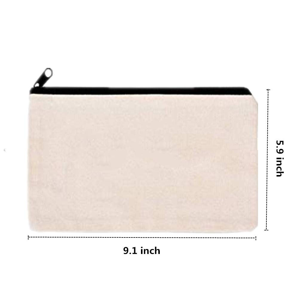 LifeUnite 10 PCS Canvas Makeup Bag Cosmetic Pouch Blank Zipper Bag-9.1 × 5.9 inch LIFEUNITE