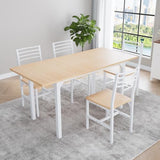 VOWNER 63” Extendable Dining Table Set for 4-6 People, 5-Piece Dining Table Set for 4 People with 4 Chairs, Kitchen Table Set with MDF Board and Metal Frame, for Small Space, Apartment, Nature Wood VOWNER