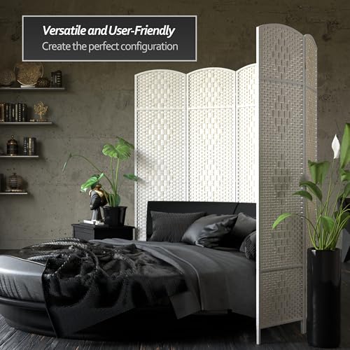 Red Lantern 7 ft. Tall Diamond Weave Room Divider - White - 3 Panels Red Lantern