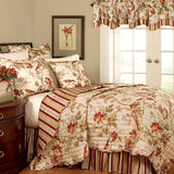 Waverly Charleston Chirp 3 Piece Quilt Set - 100% Cotton Light Weight Bedding with Bed Skirt & Pillow Shams - Twin Papaya Waverly