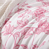 JANZAA Twin Size Comforter Set Pink Comforter Floral Peony Pattern Bedding Sets 2 Pieces Flowers Soft Lightweight Warm Breathable 1 Bed Comforter (66"x90") with 1 Pillow Shams (20’’x26’’) JANZAA