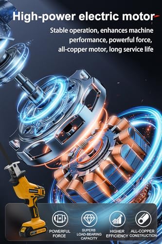 Cordless Reciprocating Saw, 2.0Ah Battery x2, Cordless Variable Speed, Blades Kit for Wood/Metal/PVC Cutting Yellow SKOVENSY