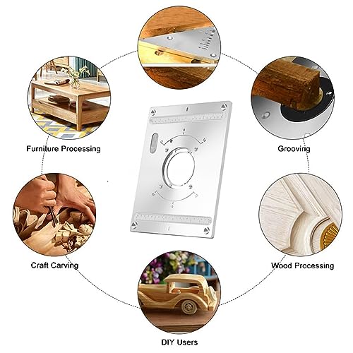 Aluminum Router Plate for Woodworking, Router Table Insert Plate Aluminum Router Insert Plate Router Table Mounting Plate with 2 X Router Table SSEHCWAN