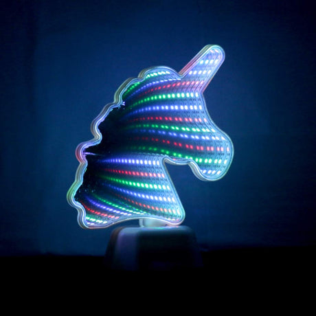 Chi-buy Infinite Mirror Tunnel Light,LED Night Light 3D Mirror Light, LED Unicorn Sign Tunnel Mirror Light Desktop Lamp Party Home Decor (Double Sided) Chi-buy