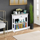 kinbor Accent White Console Table with Drawer and Shelf, Wood Sofa Table with Storage for Entryway Hallway Living Room kinbor