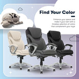 Serta Bryce Executive Office Chair, Ergonomic Computer DeskChairs with Patented AIR Lumbar Support, Comfy Body Pillows, Height Adjustable, Swivel Base with Wheels, Bonded Leather, Gray Serta