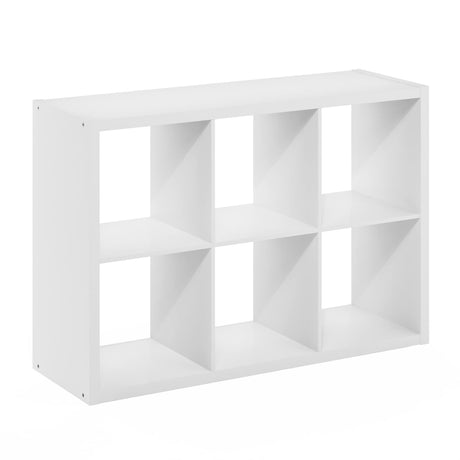 Furinno Cubicle Open Back Decorative Cube Storage Organizer, 6-Cube, White Furinno