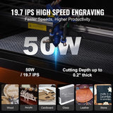 VEVOR 50W CO2 Laser Engraver, 12 x 20 in, 19.7 IPS Laser Cutter Machine with 2-Way Pass Air Assist, Compatible with LightBurn, CorelDRAW, AutoCAD, Windows, Mac OS, Linux, for Wood Acrylic Fabric More VEVOR